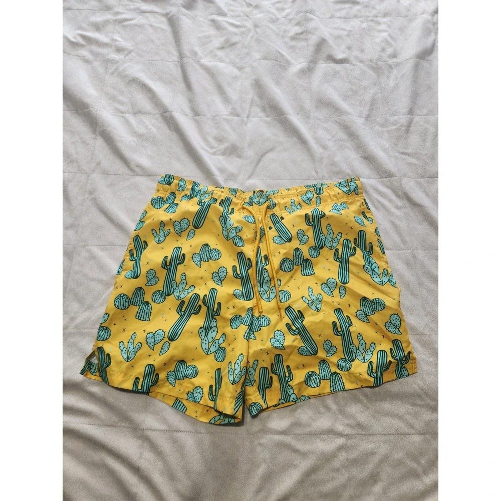 Mens George Swimtrunks Shorts. Cactus. Yellow. Mens M 32-34